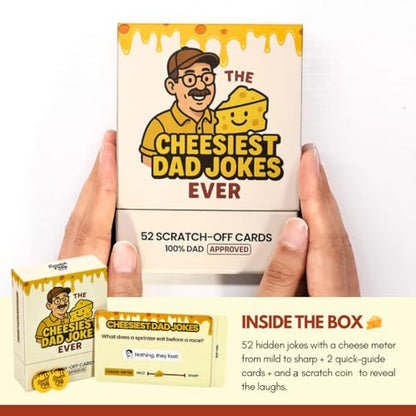 Scratch-Off Dad Joke Cards - Extra Funny Gift for Dad from Daughter, Son or Wife - Father's Day Gag Gifts for Men, Stocking Stuffers, White Elephant Gifts (52 Cards) - style: Dad Jokes (Most Popular)