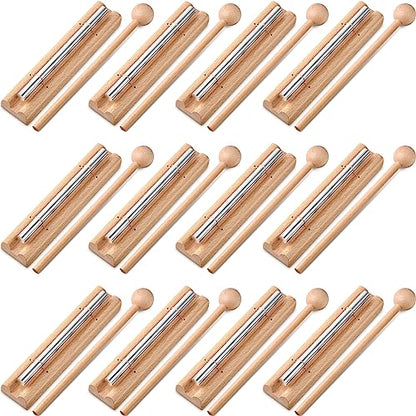 Boao 12 Pieces Meditation Chime, Mindfulness Teacher Hand Bell Chime Musical Percussion Instrument with Mallet Reminder Tools for Prayer Yoga Music Sound Therapy Gift