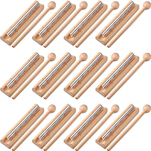 Boao 12 Pieces Meditation Chime, Mindfulness Teacher Hand Bell Chime Musical Percussion Instrument with Mallet Reminder Tools for Prayer Yoga Music Sound Therapy Gift
