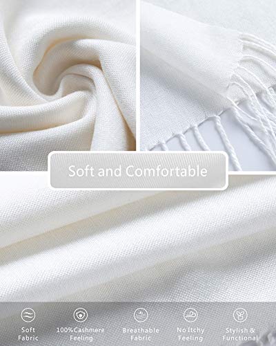 EURKEA Women's Scarf Pashmina Silky Soft Shawls Wraps Stole for Evening, Wedding and Gift - color: Cream