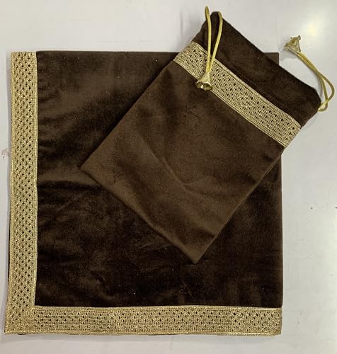 SMMS Spiritual Velvet Table Cloth Altar Tarot Spread (Brown, Medium- 61cm*61cm/ 24inch*24inch) - color: Brown, size: Medium- 61cm*61cm/ 24inch*24inch