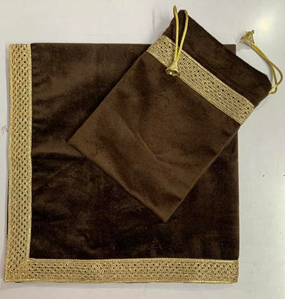 SMMS Spiritual Velvet Table Cloth Altar Tarot Spread (Brown, Medium- 61cm*61cm/ 24inch*24inch) - color: Brown, size: Medium- 61cm*61cm/ 24inch*24inch