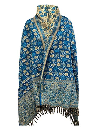 LUXURY HANDMADE LEAF PRINTSKY BLUE COLOUR Yak Wool Shawl OVERSIZED MEDITATION Blanket stole unisex Travel Wrap STUDY BLANKET