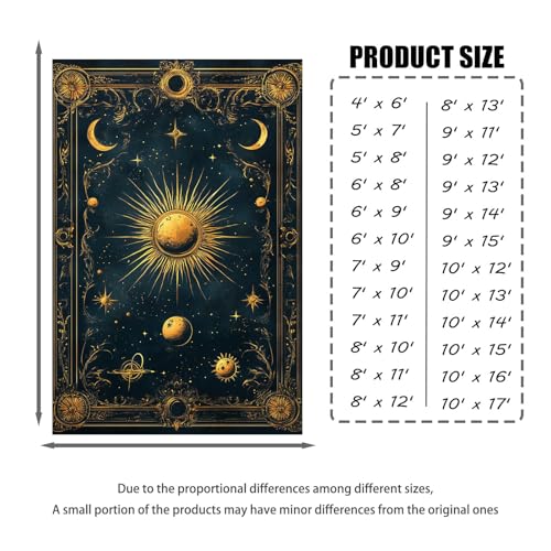 Sun and Moon Celestial Rug, Moon & Stars & Sun Area Rug, Night Sky Rugs, Solar System Rugs, Washable Boho Carpet for Bedroom, Living Room (7' x 9'(Rectangular)) - color: Multi 1, size: 7' x 9'(Rectangular)