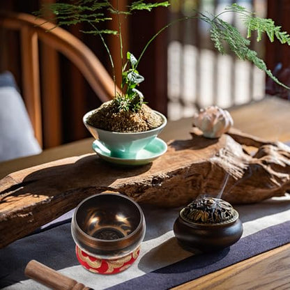 Wakauto Handcrafted Tibetan Singing Bowl for Meditation and Yoga with Mallet and Cushion Portable Healing Bowl for Mindfulness Stress Relief and Zen Decor