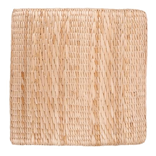 FRCOLOR Square Braided Straw Meditation Cushion 40x40cm Thick 6cm Woven Floor Seat Mat Traditional Japanese Yoga Sitting Pad for Home and Bedroom