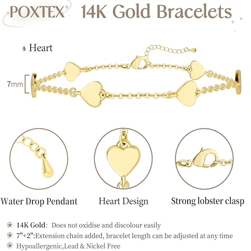 3mm Diamond Classic Tennis Bracelet for Women Dainty, Gold Jesus Cross Bracelets Trendy, 14K Gold Plated Heart/Evil Eye/Pearl/Starfish & Seashell Charm Bracelets for Women Bulk - style: 5 Heart-Gold