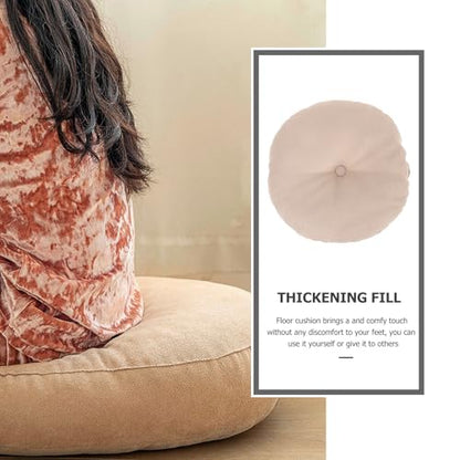 Meditation Yoga Floor Cushion Zabuton Seat Pad Small Linen Color Breathable Tatami Sitting Pillow for Living Room and Bedroom Floor Seating