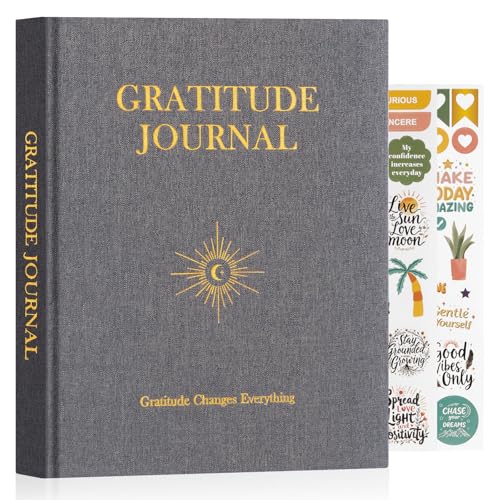 Lanpn Daily Gratitude Journal for Men Woman, The 5 Minute Gratitude Diary with Prompts, Linen Mindfulness Affirmation Positivity Planner, 156 Page Better Every Day Reflection Guided Notebook, Grey - color: Grey