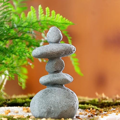 YARNOW Simulated Stacking Ornaments 3Pcs Mini Zen Garden Rocks for Aquarium Decoration Japanese Style Balanced Stones Sculpture for Outdoor Patio and Home D Cor
