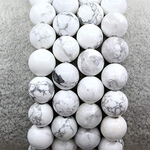 Keleny Gem Semi Precious Gemstones 8mm Round Beads Crystal Stretch Bracelets 7 Inch Unisex - color: White Howlite