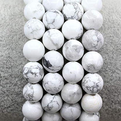 Keleny Gem Semi Precious Gemstones 8mm Round Beads Crystal Stretch Bracelets 7 Inch Unisex - color: White Howlite