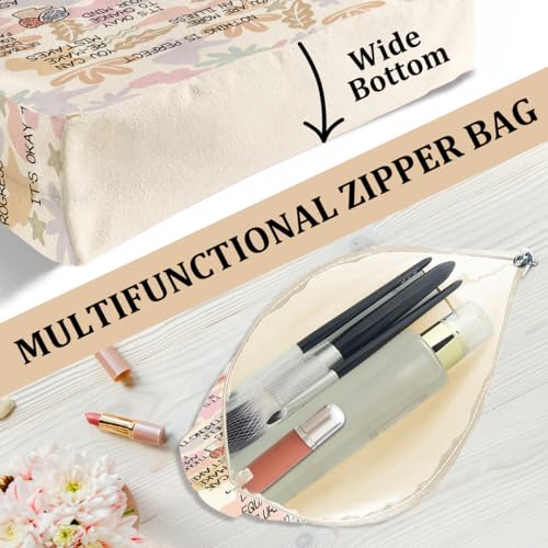 Mental Health Gifts for Women, 2PCS Cosmetic Bag Canvas Tote Bag Beach Bags with Pocket Makeup Bags Positive Mental Health Gifts Inspirational Gift for Women Friend Birthday Friendship Christmas - color: Mental Health1 0942