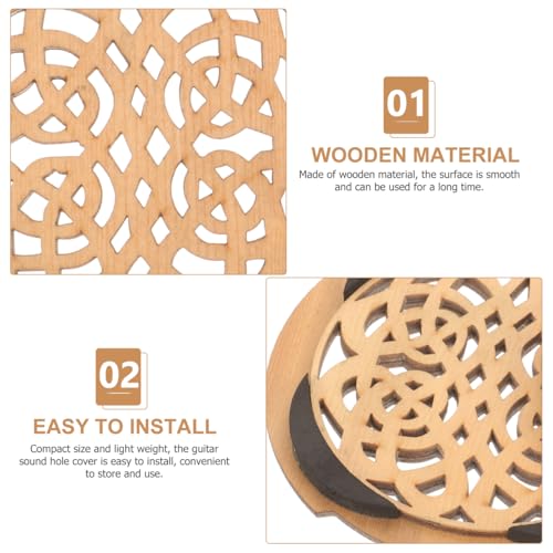 Toddmomy Acoustic Guitar Soundhole Cover, 4.3" Wooden Sound Hole Dampener for Feedback Reduction, Decorative Lute Hole Mute Accessory