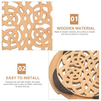 Toddmomy Acoustic Guitar Soundhole Cover, 4.3" Wooden Sound Hole Dampener for Feedback Reduction, Decorative Lute Hole Mute Accessory