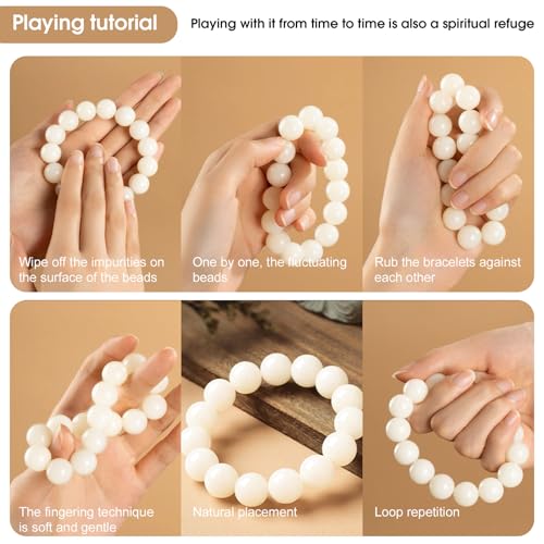 Natural Handmade Bracelets for Women & Men, Perfect for Attracting Money, Yoga Meditation, 18mm Round Beads Made of Natural Seeds Stretch Bracelet 7" Unisex