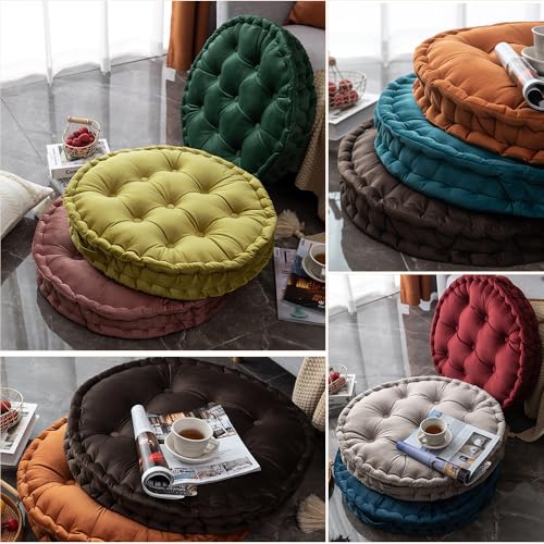 Round Floor Pillow, 23.6x23.6 Inch, Large Seat Cushion for Adults, Soft Thick Meditation Cushion Floor Seating with Handle for Yoga, Reading,Indoor, Outdoor, Dark Blue, 1PCS
