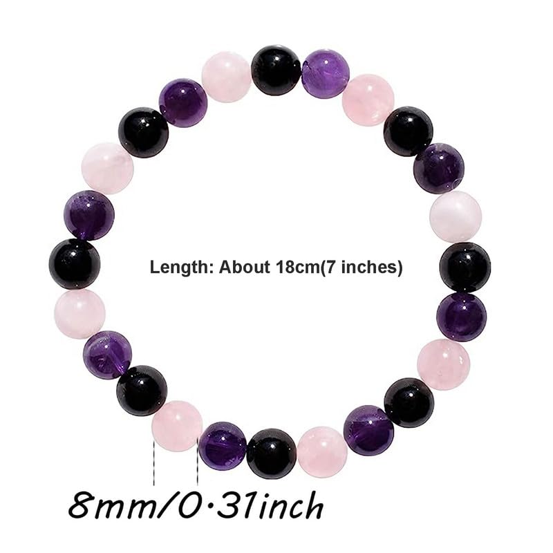 HZHRony Healing Crystal Stone Beads Bracelet Irregular Gemstone Beaded Bracelets For Women and Men Anxiety Relief Yoga Bracelet Jewelry Gifts 7 Inch - color: Rose Quartz