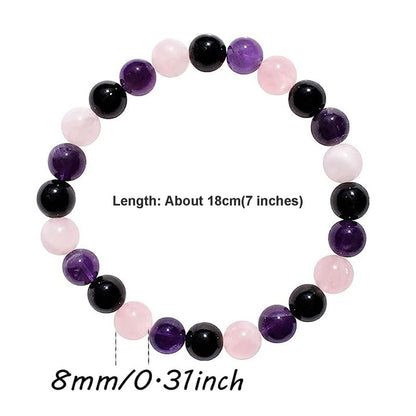 HZHRony Healing Crystal Stone Beads Bracelet Irregular Gemstone Beaded Bracelets For Women and Men Anxiety Relief Yoga Bracelet Jewelry Gifts 7 Inch - color: Rose Quartz