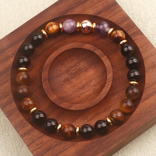 KSQS Healing Stone Bead Bracelet for Women, Natural Gemstones Balance Protection Bracelet, Spiritual Crystal Beads Bracelet Anxiety Relief with Meaning Card - style: No Negativity