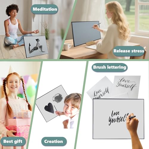 Zen Buddha Water Drawing Board with Meditation Drawing Breathing Instruction and Mini Singing Bowl, Zen Water Painting Set for Relaxing, Mindfulness Practice, Unique Gifts for Men and Women