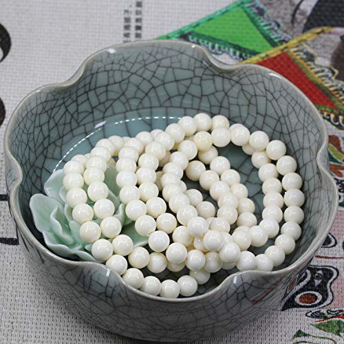 Amandastone Natural Gemstone 8mm Round Beads Stretch Bracelet 7 Inch - color: Buffalo Bone
