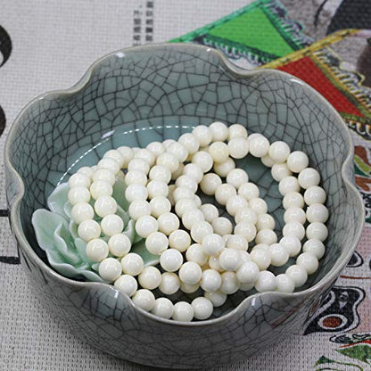 Amandastone Natural Gemstone 8mm Round Beads Stretch Bracelet 7 Inch - color: Buffalo Bone