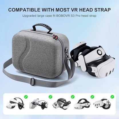 STARTRC GAMES Carrying Case for Meta Quest 3, Large Travel Case Compatible with BOBOVR S3 Pro/KIWI Design Battery Head Strap and Other Accessories, Hard Shell Travel Bag for Oculus Quest 3 - color: Gray