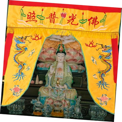 Cabilock Buddhist Temple Embroidered Hanging Curtain Worship Cloth Decorative Buddha Cover for Spiritual Adornment for Meditation Spaces