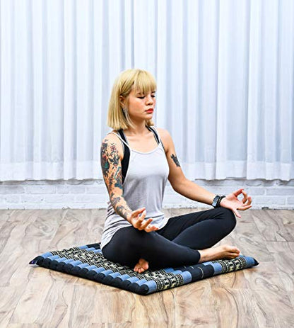 Leewadee Zabuton Seating Cushion – Square Floor Seat for Meditation Exercises, Light Yoga Mat Filled with Kapok - color: Sf15 - Blue