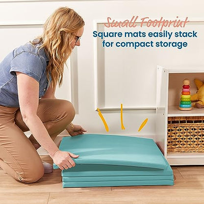 ECR4Kids SoftZone Play Patch Activity Mat Squares, Modular Playmat, Seafoam, 4-Pack - color: Seafoam