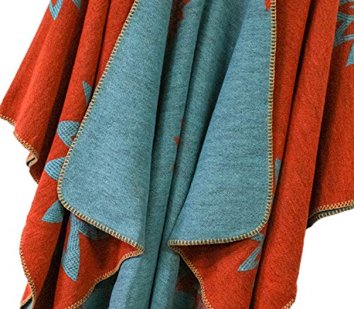 Urban CoCo Women's Color Block Shawl Wrap Open Front Poncho Cape - color: Series 24-orange