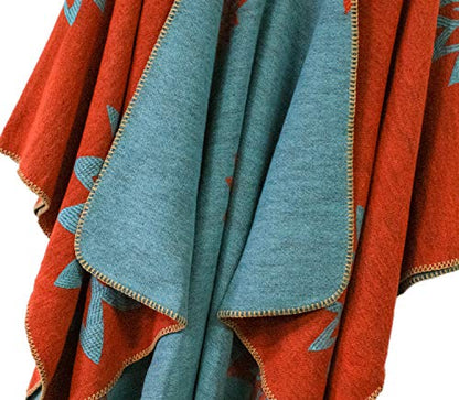 Urban CoCo Women's Color Block Shawl Wrap Open Front Poncho Cape - color: Series 24-orange