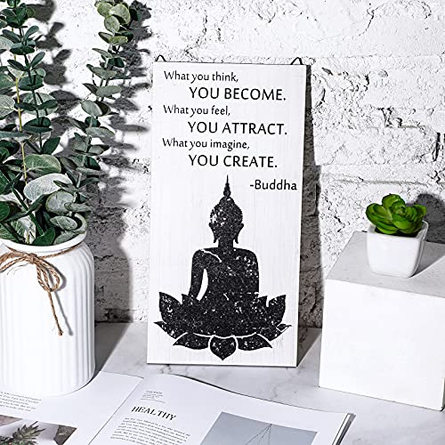 Blulu 2 Pcs Buddha Quote Decor Buddha Inspirational Quote Wall Art Meditation Room Chakra Decor Zen Wooden Hanging, Spiritual Gift for Home Yoga Living Room Women(Compassion) - style: Compassion