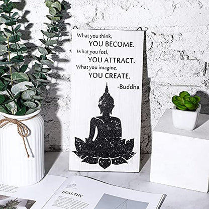 Blulu 2 Pcs Buddha Quote Decor Buddha Inspirational Quote Wall Art Meditation Room Chakra Decor Zen Wooden Hanging, Spiritual Gift for Home Yoga Living Room Women(Compassion) - style: Compassion