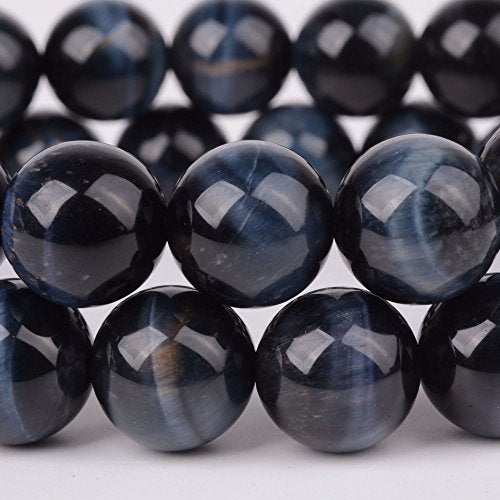 Justinstones Gem Semi Precious Gemstone 10mm Round Beads Stretch Bracelet 7 Inch Unisex - color: A Grade Blue Tiger Eye