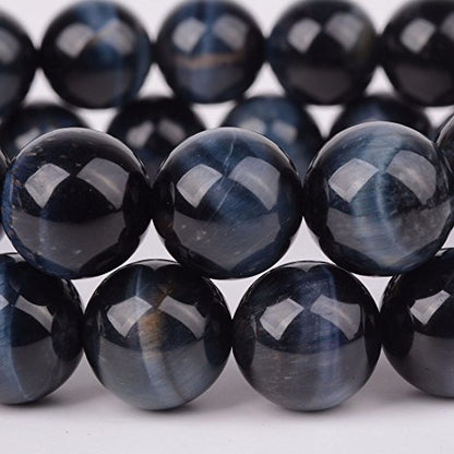 Justinstones Gem Semi Precious Gemstone 10mm Round Beads Stretch Bracelet 7 Inch Unisex - color: A Grade Blue Tiger Eye