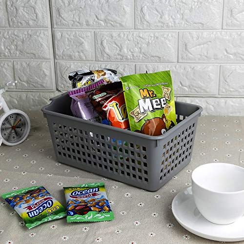 Plastic Storage Baskets Set, Grey, 4 Packs Small Desktop Storage Basket Bin - size: shelf baskets