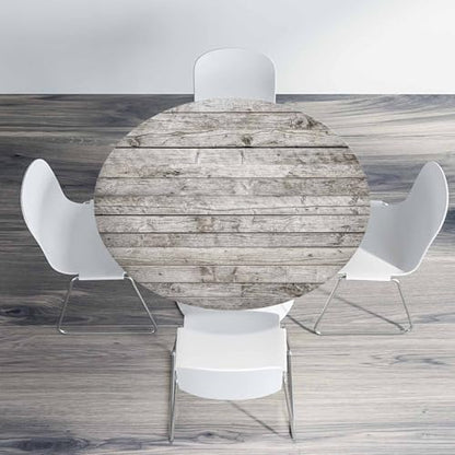 Planks Round Table Cloth Old Wooden Fence Elastic Edged Table Cover Fade and Stain Resistant Table Cloths Easy to Clean Fits Tables 40-44" Diameter - color: Planks