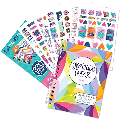 Gratitude Finder by Christina, 52 Week Non-Dated Daily Inspirational Journal for Women, Teens & Girls with 330 Grateful Heart Stickers (Abundant Joy) - color: Abundant Joy + Grateful Heart Stickers