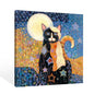 SiuSue Mystical Boho Cat Witchy Moon Star Canvas Wall Art Poster Prints Artwork Pictures Framed for Home Kids Room Bedroom Living Room Meditation Room, 12x12 Inch - color: Cat-2