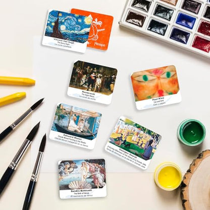 Menique Memory Matching Game – Famous Paintings for Adults & Kids – 70 Cards (35 Pairs) – Bilingual Art Game – Educational & Concentration Activity - style: Art