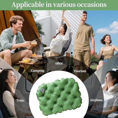 Inflatable Seat Cushion – Portable Lightweight Waterproof Travel & Stadium Seat Pad, Fast Inflate/Deflate Air Cushion for Camping, Hiking, Office, Tailbone Relief - color: Green