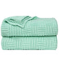 uxcell 100% Cotton Cable Knit Throw Blanket,Soft Lightweight Lap Blanket,Textured Solid Sofa Throw Couch Cover Decors Knitted Blankets, Light Green 50"x 60" - color: Light Green