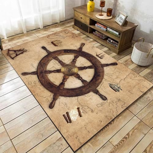 Rudder Area Rug, 3x5ft, Vintage World Sailboat Sailing Mats, Printed Shed Resistant Absorbent Nursery Carpets, Low Pile Dirty Resistant Washable Rug for Sofa Dining Table Floor - color: Pattern 10, size: 3x5ft