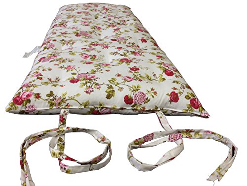 D&D Futon Furniture Traditional Japanese Floor Futon Mattresses, Foldable Cushion Mats, Yoga, Meditaion Single Size 3" Thick X 27" Wide X 80" Long (Red Rose White) - color: Red Rose White