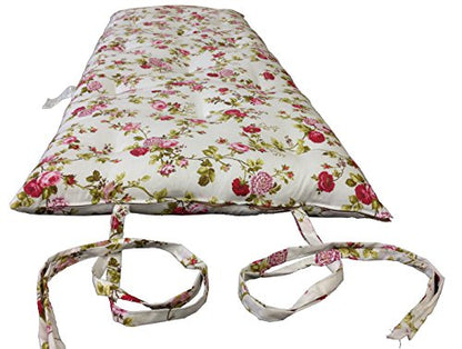 D&D Futon Furniture Traditional Japanese Floor Futon Mattresses, Foldable Cushion Mats, Yoga, Meditaion Single Size 3" Thick X 27" Wide X 80" Long (Red Rose White) - color: Red Rose White