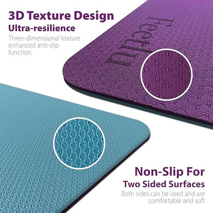 Yoga Mat with Strap – 10mm & 12mm Thick Yoga Mat, Non-Skid Dual Surface Workout Mat, Eco-Friendly POE Yoga Mats for Women Men Kids, Perfect Exercise Mat for Pilates, Yoga, and Floor Workouts, Includes Carrying Strap.