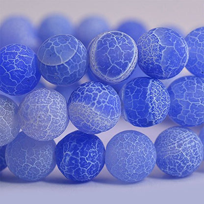 Justinstones Gem Semi Precious Gemstone 8mm Round Beads Stretch Bracelet 7 Inch Unisex - color: Light Blue Weathered Agate