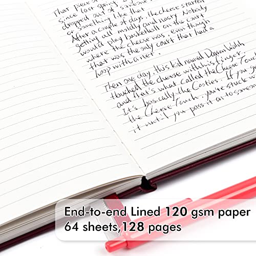 feela 3 Pack Notebooks Journals Bulk with 3 Black Pens, A5 Hardcover Notebook Classic Ruled Lined Journal Set with Pen Holder for Work Business Journaling Note Taking, 120 GSM, 5.1”x8.3”, Wine - color: 3 Pack wine